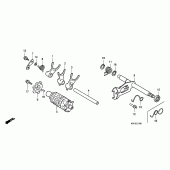 Схема вузла: Копірний вал & Вилки & Вал перемикання для Honda CBF250