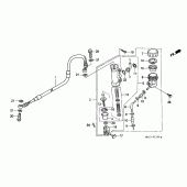 Схема вузла: Задній гальмівний циліндр для Honda XR600