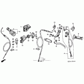 Схема вузла: Ручка керма і Пульт керування рульової і Троси ( `02-`03) для Honda CR250