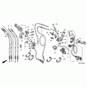 Схема вузла: Ручка керма & Пульт управління рульовой & Троси для Honda CRF250 CRF250X