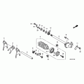 Схема вузла: Копірний вал & Вилки & Вал перемикання (CBF600S8 / SA8 / N8 / NA8) для Honda CBF600