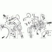 Схема вузла: Ручка керма і Пульт керування рульової і Троси для Honda XR600