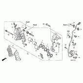 Схема вузла: R. передній гальмівний супорт (CBF1000A / T / S) для Honda CBF1000