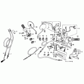 Схема вузла: Ручка керма і Пульт керування рульової і Троси для Honda XR250