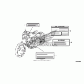 Схема вузла: Caution label (2) для Honda VT1300 Fury