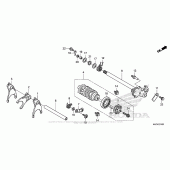 Схема вузла: Копірний вал & Вилки & Вал перемикання для Honda CBR600 CBR600RR