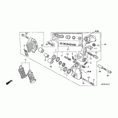 Схема вузла: Передній гальмівний супорт (L.) (XL1000V) для Honda XL1000V Varadero