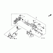 Схема вузла: Задній гальмівний супорт & Датчик швидкості для Honda XL700V Transalp