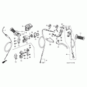 Схема вузла: Ручка керма і Пульт керування рульової і Троси для Honda CR250