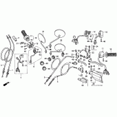 Схема вузла: Ручка керма і Пульт керування рульової і Троси (B / DK / ED / U) для Honda XR250