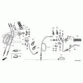 Схема вузла: Ручка керма & Пульт управління рульовой & Троси для Honda CRF230 CRF230F