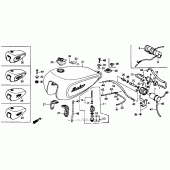 Схема вузла: Паливний бак для Honda VT1100 Shadow