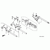 Схема вузла: Копірний вал і Вилки і Вал перемикання для Honda VT600 Shadow VLX Deluxe