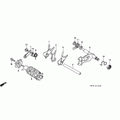 Схема вузла: Копірний вал і Вилки і Вал перемикання для Honda NX250