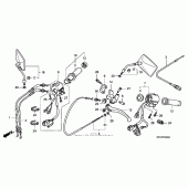 Схема узла: Ручка руля & Пульт управления рулевой & Тросики для Honda VT600 Shadow VLX Deluxe