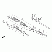 Схема вузла: Копірний вал і Вилки і Вал перемикання для Honda VFR750F Interceptor