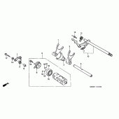 Схема вузла: Копірний вал & Вилки & Вал перемикання для Honda XL650 Transalp