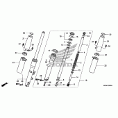 Схема вузла: Вилка передньої осі для Honda VT750 Shadow Aero