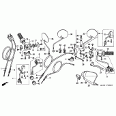 Схема вузла: Ручка керма & Пульт управління рульовой & Троси (DK / ED / U) для Honda XR400
