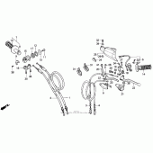 Схема вузла: Пульт управління рульовой і Троси для Honda XR600