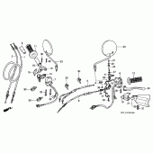 Схема узла: Ручка руля и Пульт управления рулевой и Тросики для Honda XRV750 Africa Twin