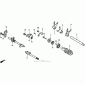 Схема вузла: Копірний вал і Вилки і Вал перемикання для Honda VT1100 Shadow ACE Tour