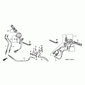 Схема узла: Ручка руля и Пульт управления рулевой и Тросики (2) для Honda CB600F Hornet S