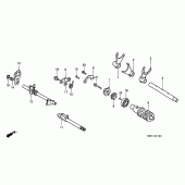 Схема вузла: Копірний вал і Вилки і Вал перемикання для Honda VT1100 Shadow ACE