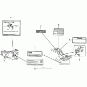Схема узла: Предостерегающие наклейки (2) для Honda GL1500 Gold Wing Aspencade