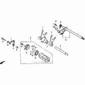 Схема узла: Копирный вал и Вилки и Вал переключения для Honda VT750 Shadow Deluxe