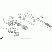 Схема узла: Копирный вал и Вилки и Вал переключения для Honda CR250