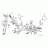 Схема вузла: Ручка керма & Пульт управління рульовой & Троси для Honda FMX650