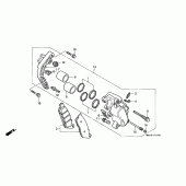 Схема вузла: Передній гальмівний супорт (VT1100C2) для Honda VT1100 Shadow ACE