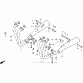 Схема узла: Выхлопная система для Honda CB750 Nighthawk