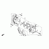 Схема вузла: Передній гальмівний супорт для Honda VT600 Shadow VLX