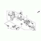 Схема вузла: Задній гальмівний супорт для Honda VT1100 Shadow Aero