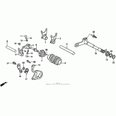 Схема узла: Копирный вал и Вилки и Вал переключения для Honda CR250
