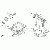 Схема узла: Масляный насос и Масляный фильтр и Поддон для Honda CBR1100XX Blackbird