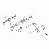 Схема вузла: Копірний вал & Вилки & Вал перемикання для Honda CBF1000