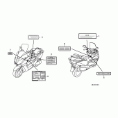 Схема вузла: Інформаційні наклейки (FJS400D9 / F JS400A) для Honda FJS400 Silver Wing