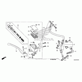Схема вузла: Гальмівний циліндр переднього тормозаr (1) для Honda VT750 Shadow Aero