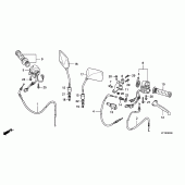 Схема вузла: Ручка керма & Пульт управління рульовой & Троси для Honda CBF150