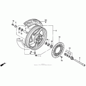 Схема узла: Передние колесо для Honda VF750 Magna