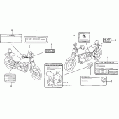 Схема вузла: Vt1100c caution label для Honda VT1100 Shadow