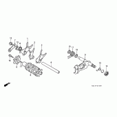 Схема узла: Копирный вал и Вилки и Вал переключения для Honda XR250