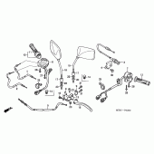 Схема вузла: Ручка керма & Пульт управління рульовой & Троси (CBF600S6 / SA6 / N6 / NA6) для Honda CBF600