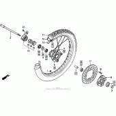 Схема узла: Передние колесо для Honda XR250