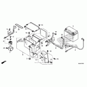 Схема вузла: Акумулятор (1) для Honda VT750 Shadow Aero