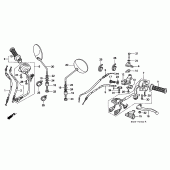 Схема вузла: Ручка керма і Пульт керування рульової і Троси для Honda SLR650