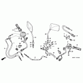 Схема вузла: Ручка керма & Пульт управління рульовой & Троси для Honda CBF500